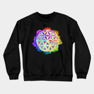 Rainbow Geometric Circle Flower Mandala - Chaos Crewneck Sweatshirt